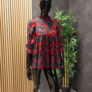 Janie and Jack Red Floral Blouse